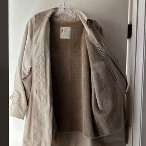 London Fog Tan Trench Coat with Faux Fur Lining